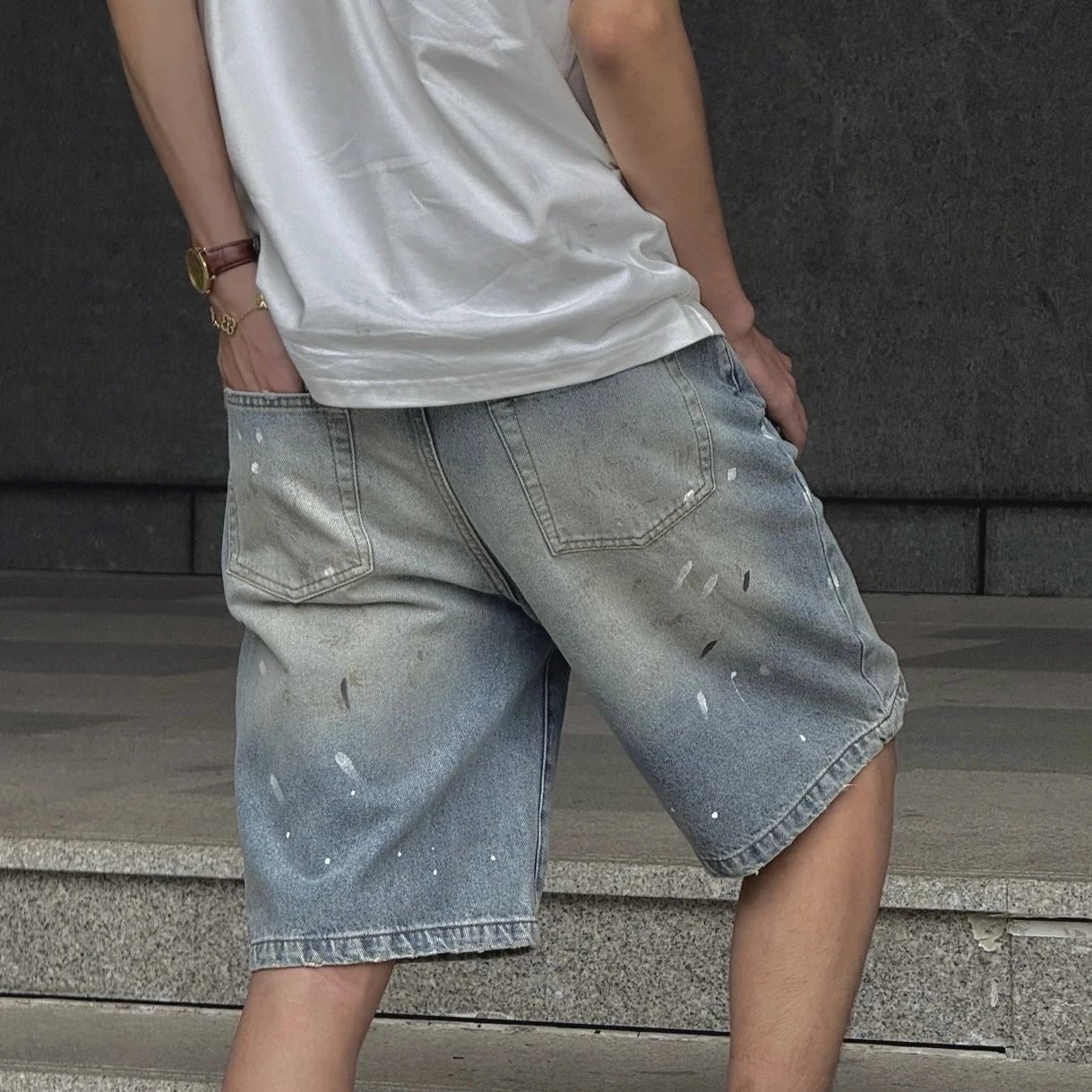 RD-C304 · Hand-Finished Paint-Splatter Denim Shorts showcase view 8