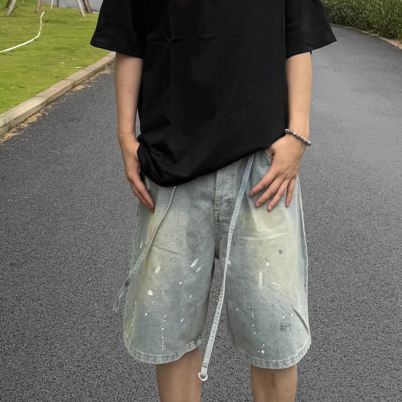 RD-C304 · Hand-Finished Paint-Splatter Denim Shorts showcase view 10