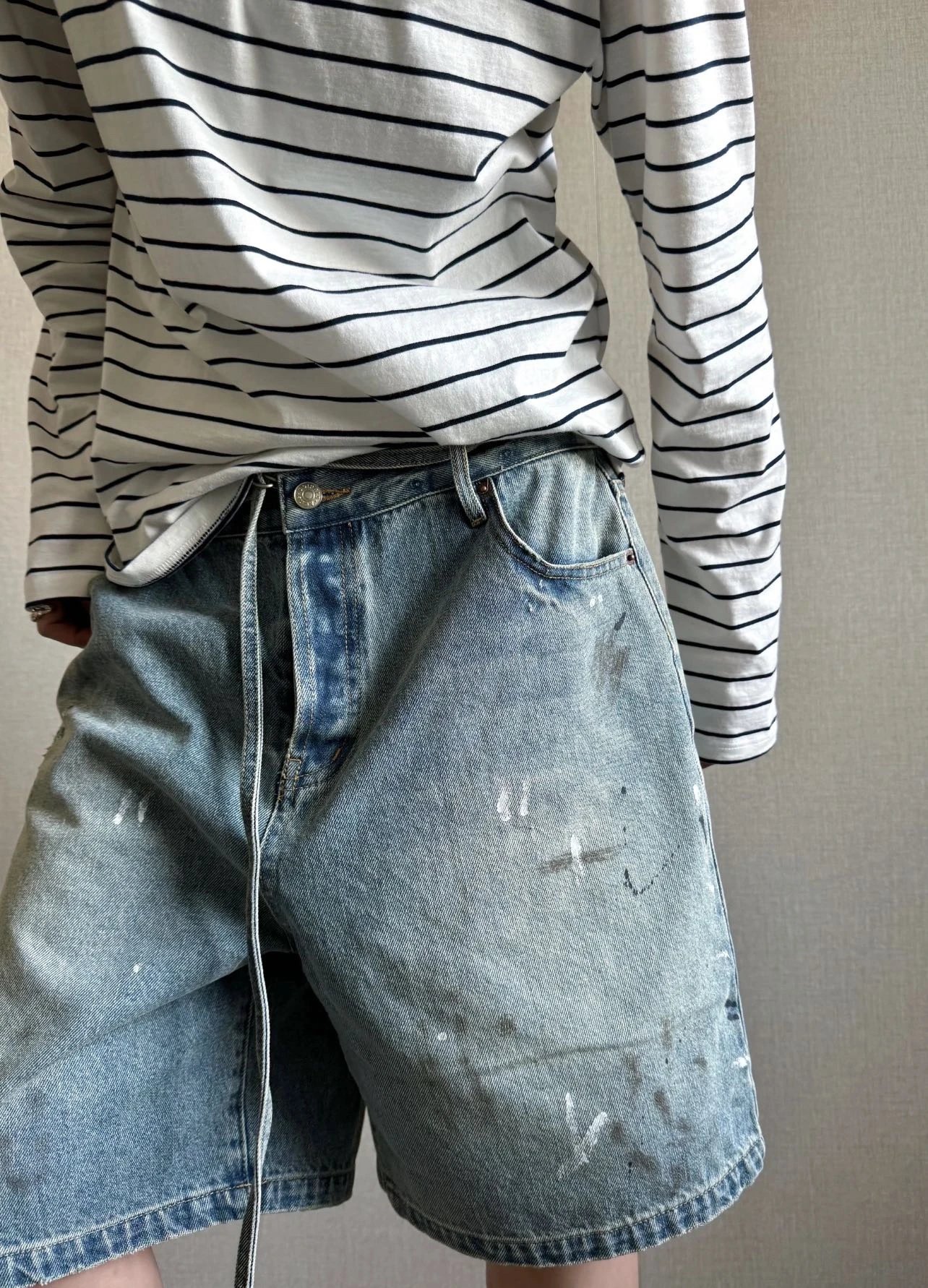RD-C304 · Hand-Finished Paint-Splatter Denim Shorts showcase view 7
