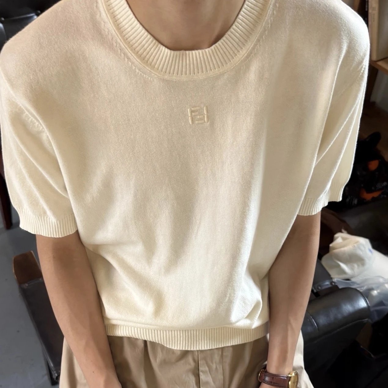 RD-C075 · Cashmere-Cotton Knitted Short-Sleeve showcase view 1