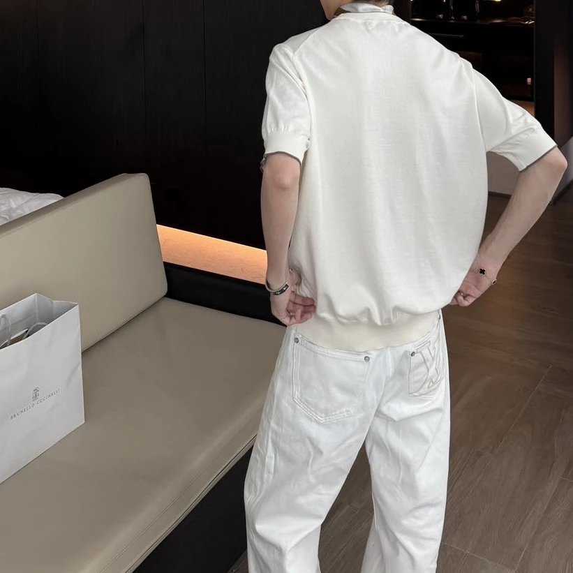 RD-C076 · Two-Tone Fine Cotton Knit T-Shirt showcase view 3