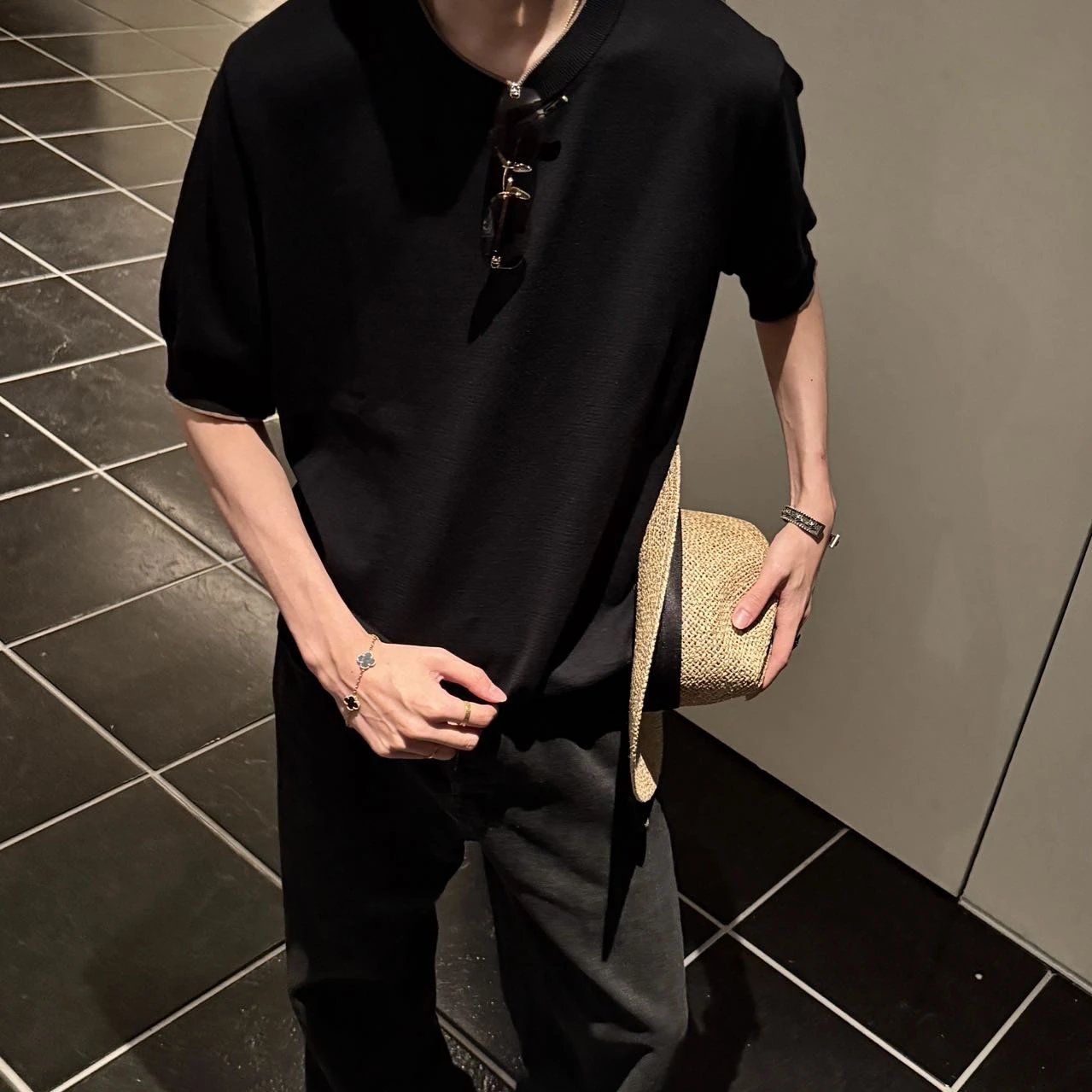 RD-C076 · Two-Tone Fine Cotton Knit T-Shirt showcase view 6