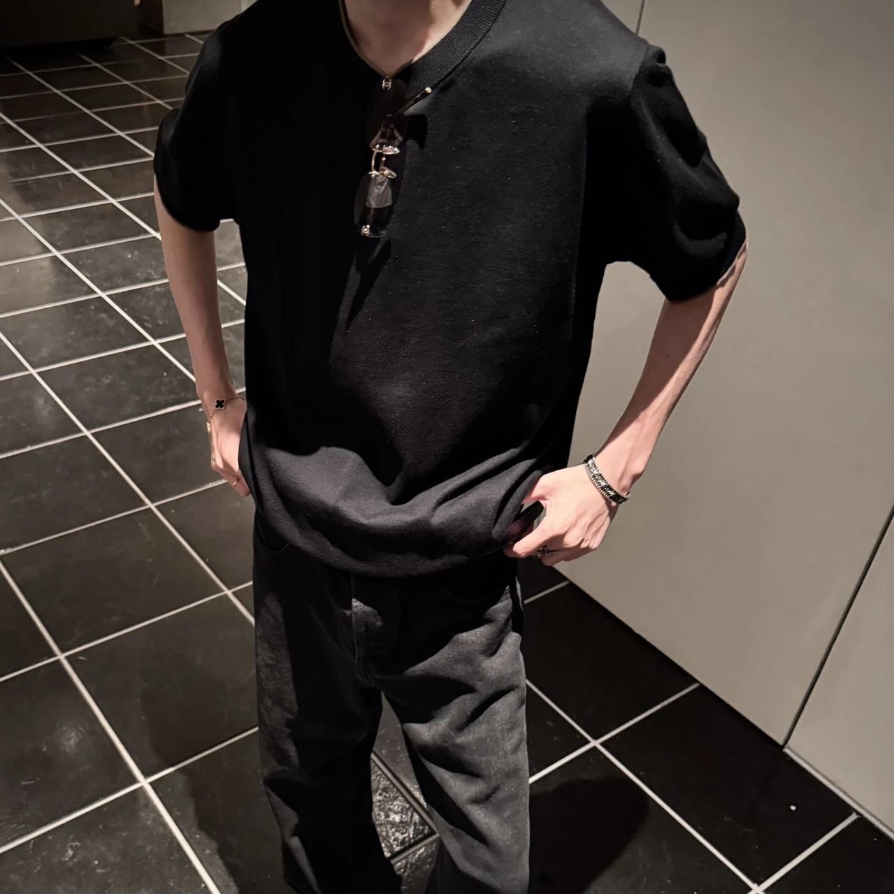 RD-C076 · Two-Tone Fine Cotton Knit T-Shirt showcase view 7