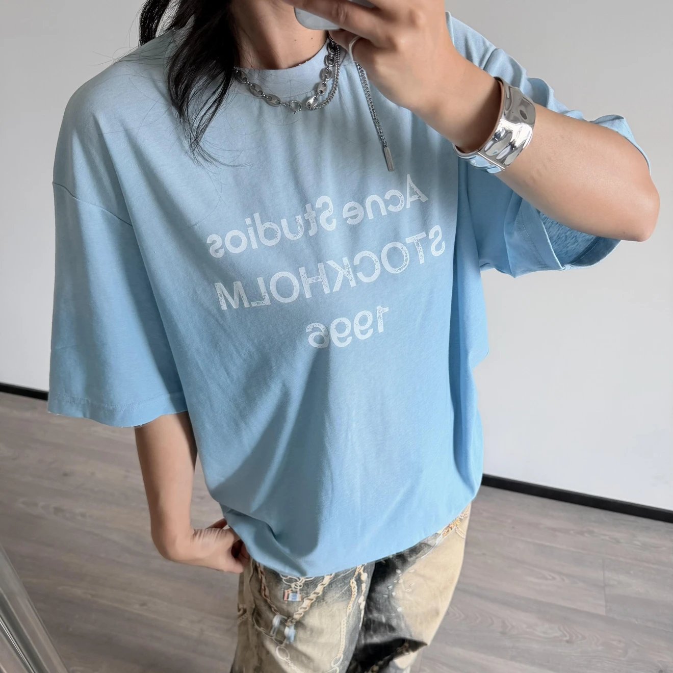 RD-C211 · Sky-Blue Cotton-Linen T-Shirt showcase view 2