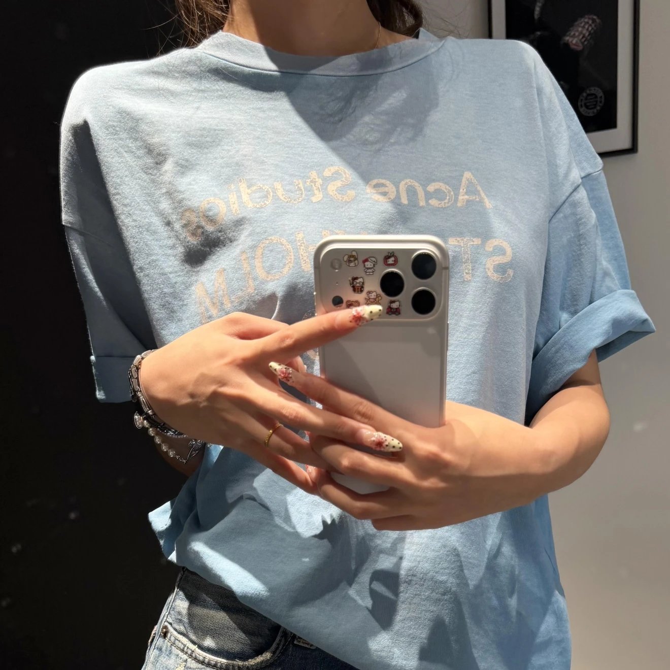 RD-C211 · Sky-Blue Cotton-Linen T-Shirt showcase view 5