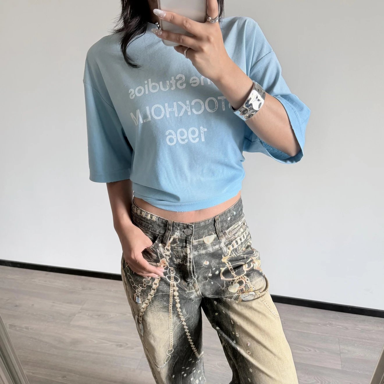 RD-C211 · Sky-Blue Cotton-Linen T-Shirt showcase view 8