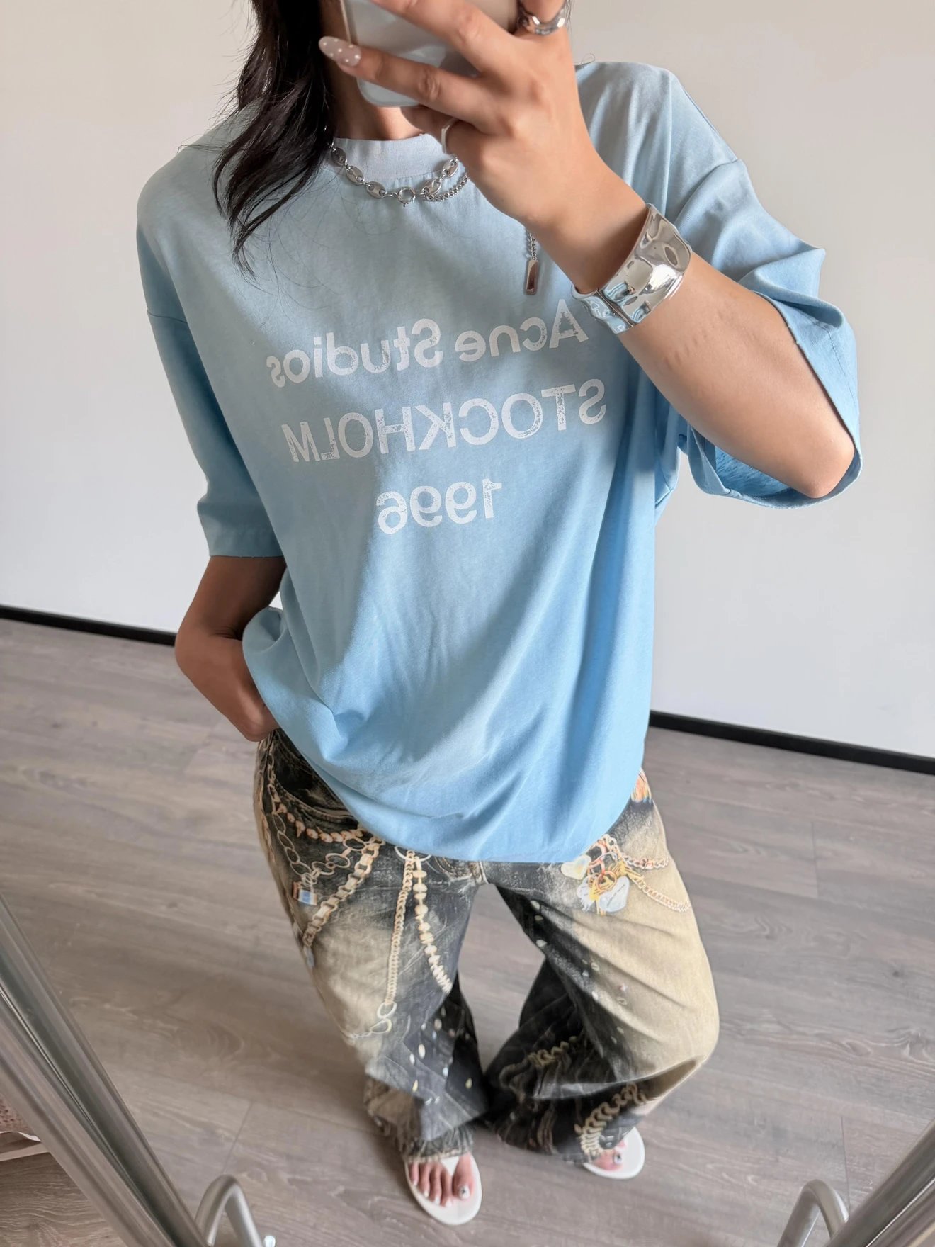 RD-C211 · Sky-Blue Cotton-Linen T-Shirt showcase view 10