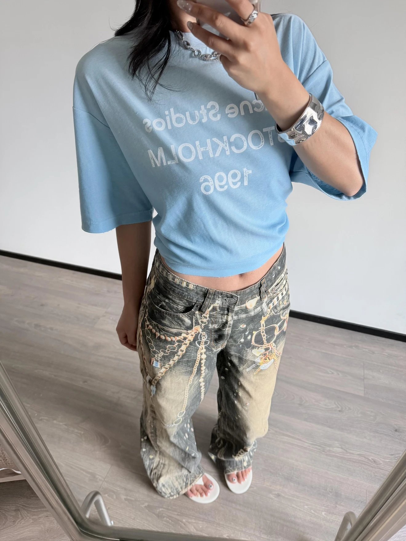RD-C211 · Sky-Blue Cotton-Linen T-Shirt showcase view 15