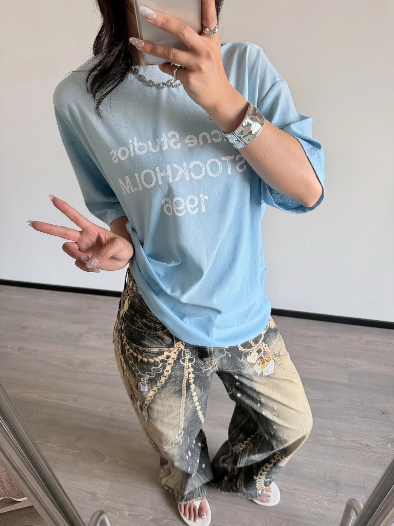 RD-C211 · Sky-Blue Cotton-Linen T-Shirt showcase view 18