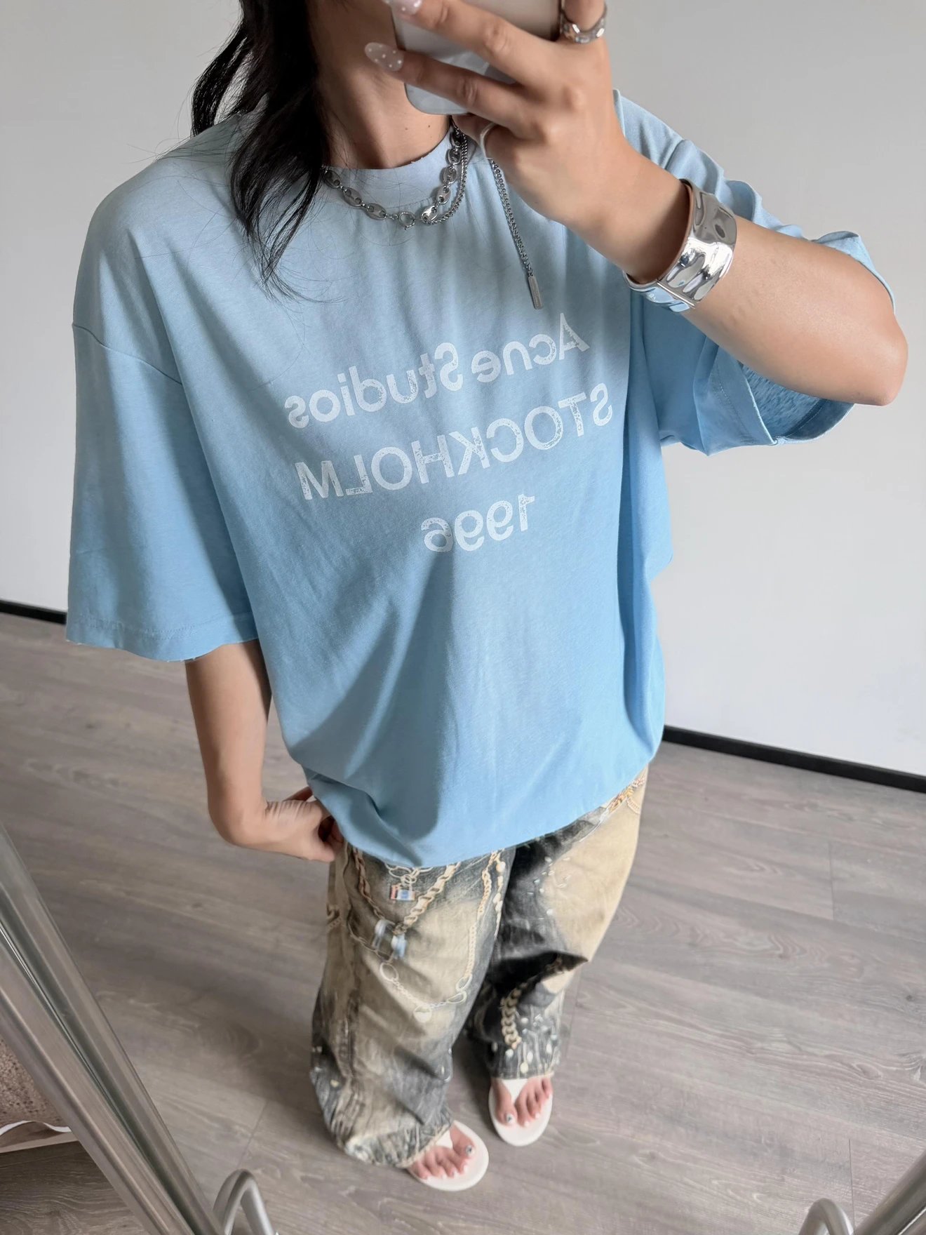 RD-C211 · Sky-Blue Cotton-Linen T-Shirt showcase view 20