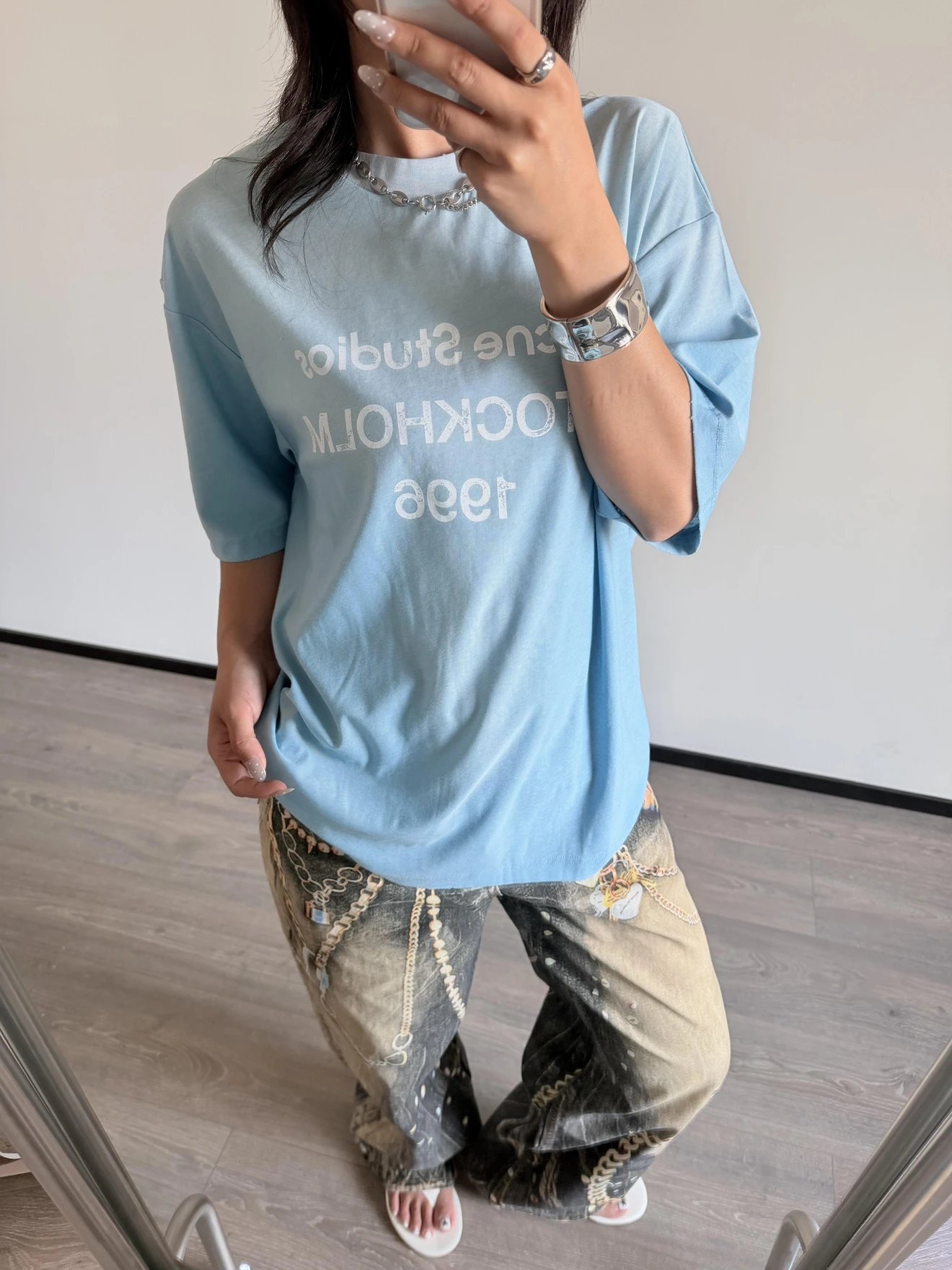 RD-C211 · Sky-Blue Cotton-Linen T-Shirt showcase view 11
