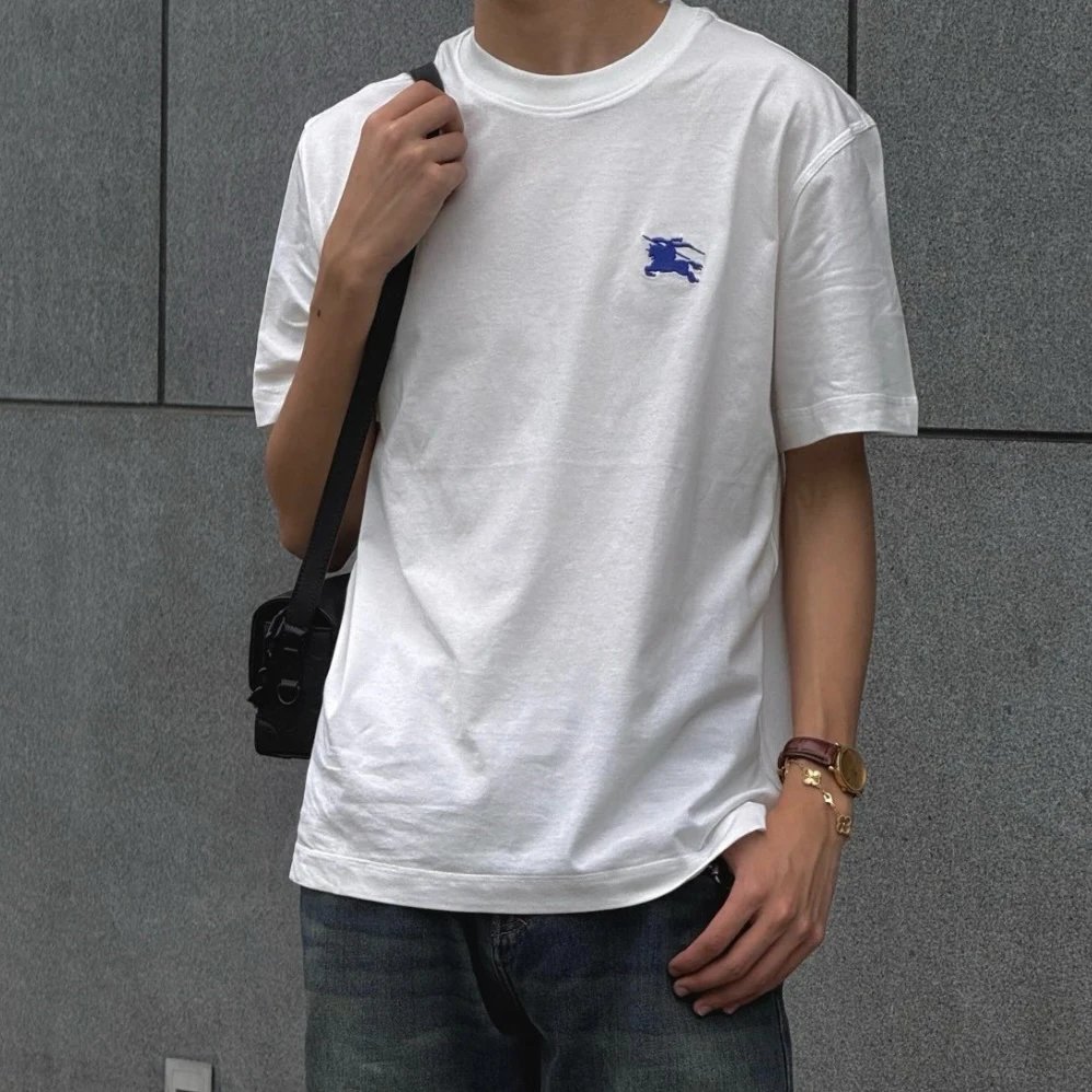 RD-C212 · Blue Equestrian Embroidery Mercerized Lyocell T-Shirt showcase view 5