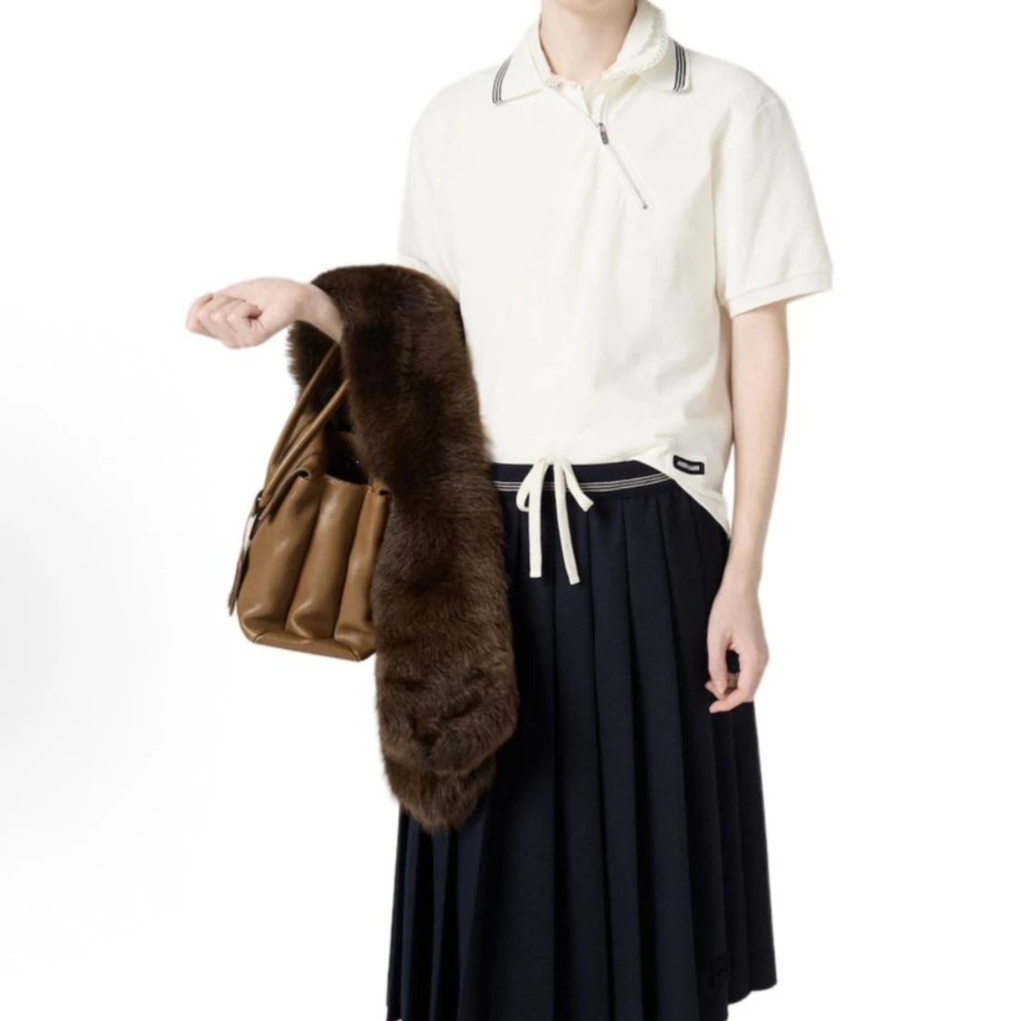 RD-C053 · Oblique-Zip Cotton Piqué Polo showcase view 4
