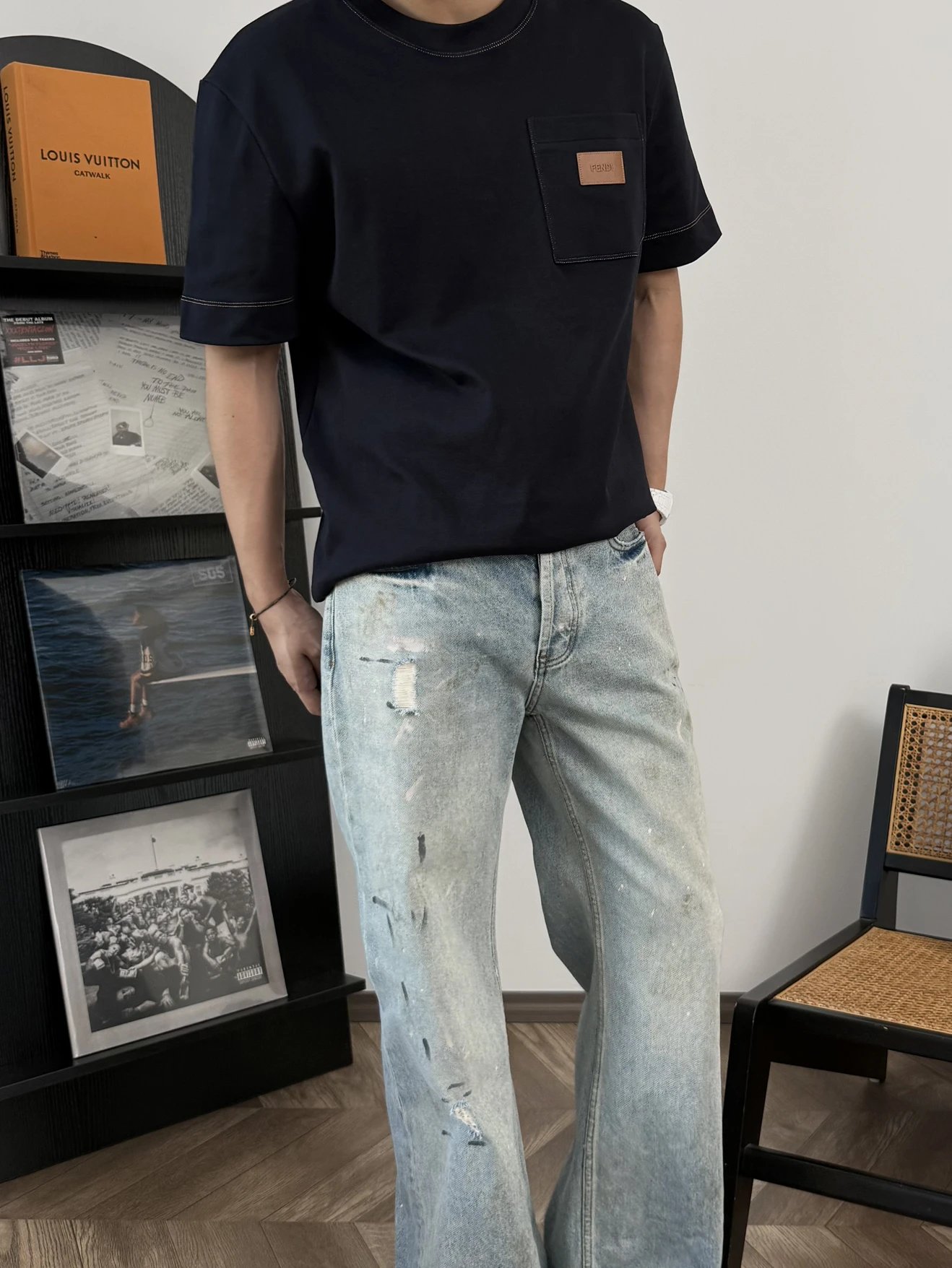 RD-C041 · Leather-Patch Cotton Pocket Tee showcase view 4