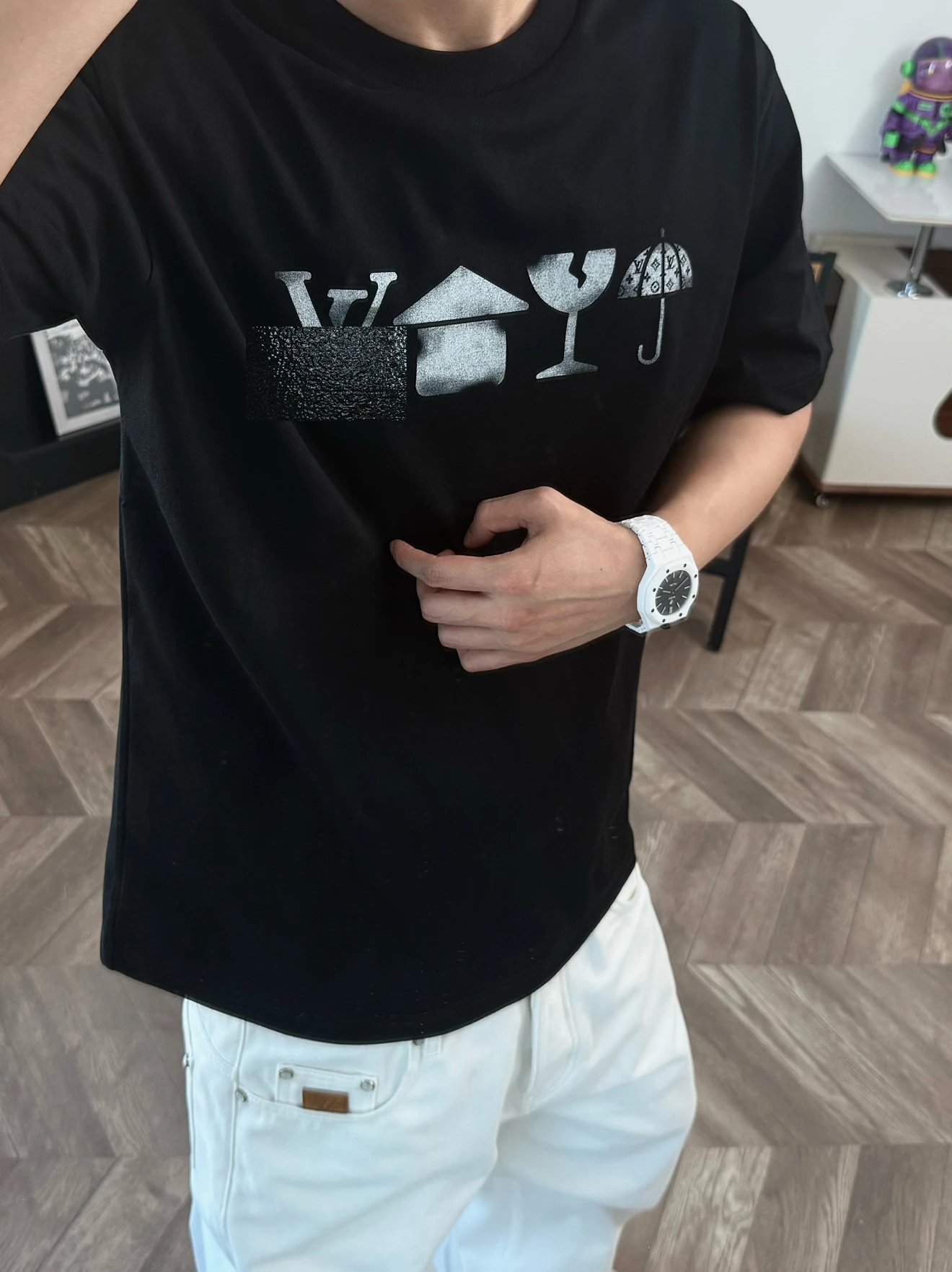 RD-C043 · Wine Glass Graphic Cotton Tee showcase view 2