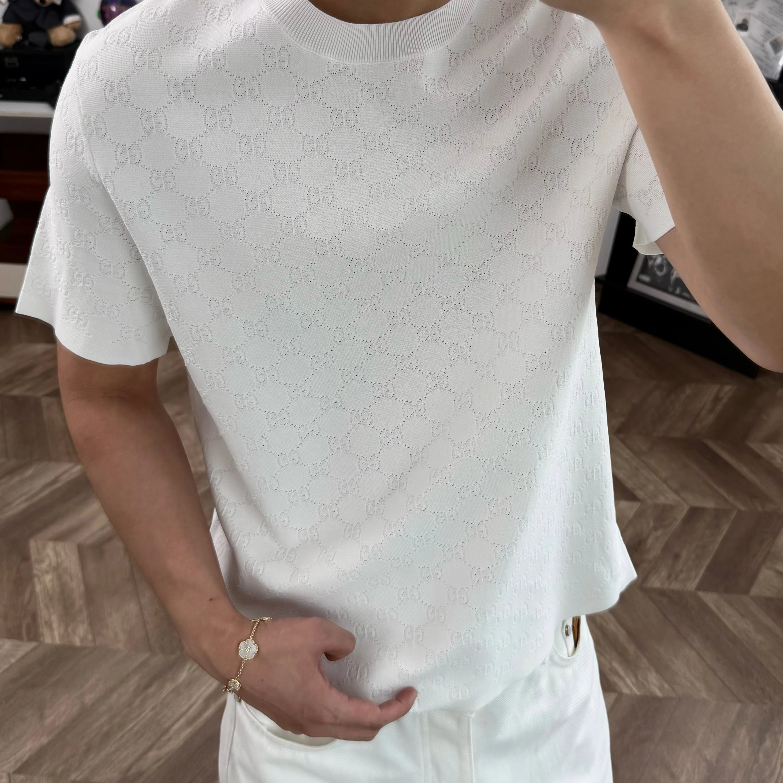 RD-C045 · Tonal Jacquard Knit Tee showcase view 1