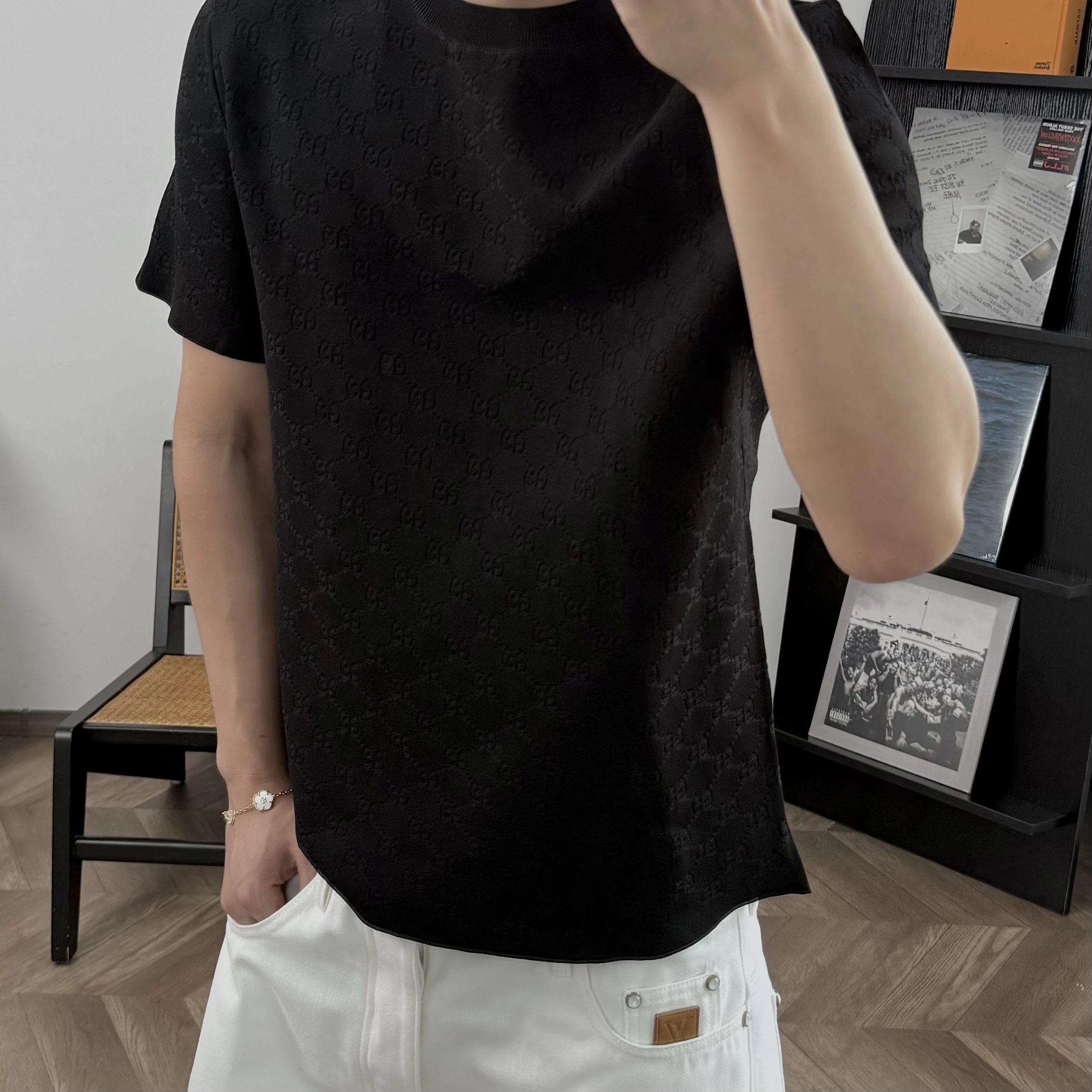 RD-C045 · Tonal Jacquard Knit Tee showcase view 6