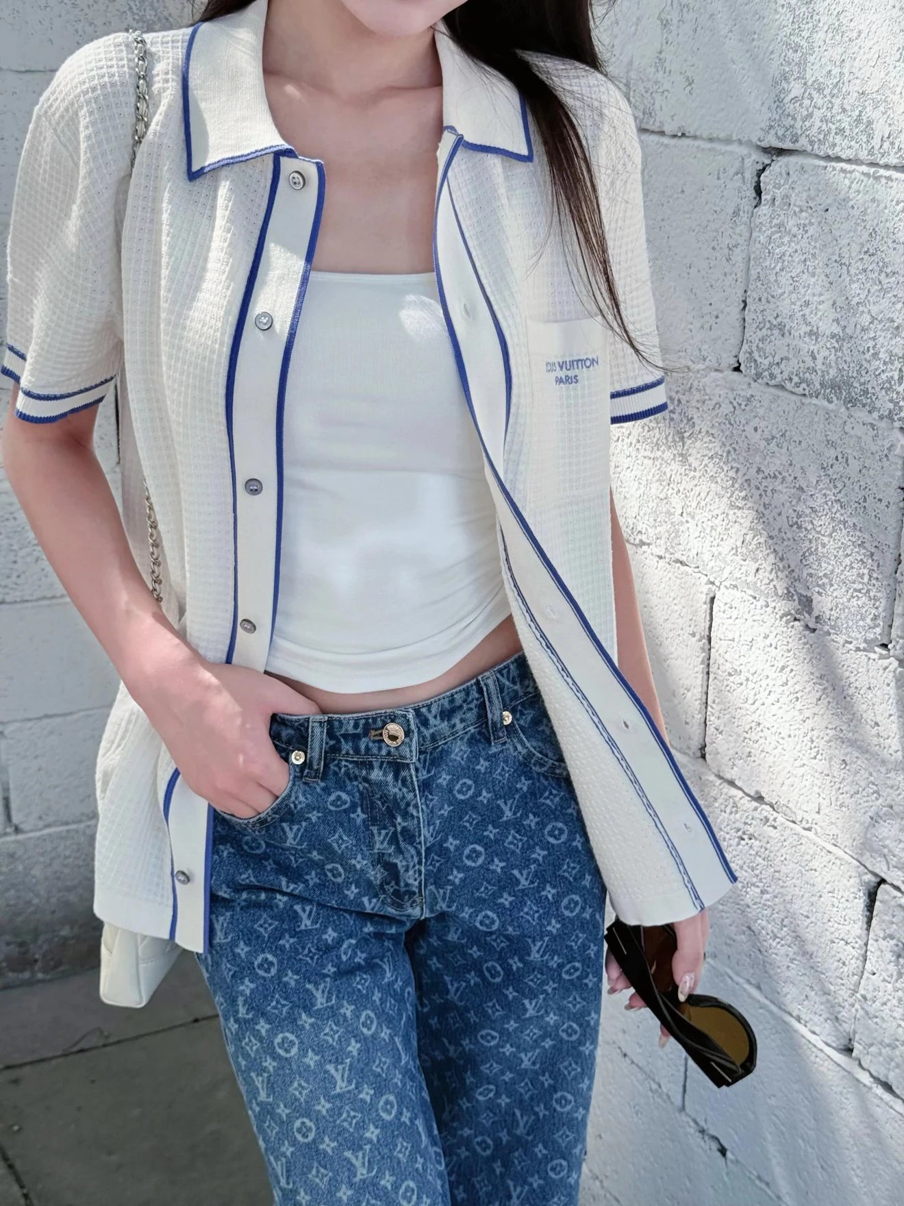 RD-C014 · Contrast-Trim Cotton Knit Cardigan showcase view 2