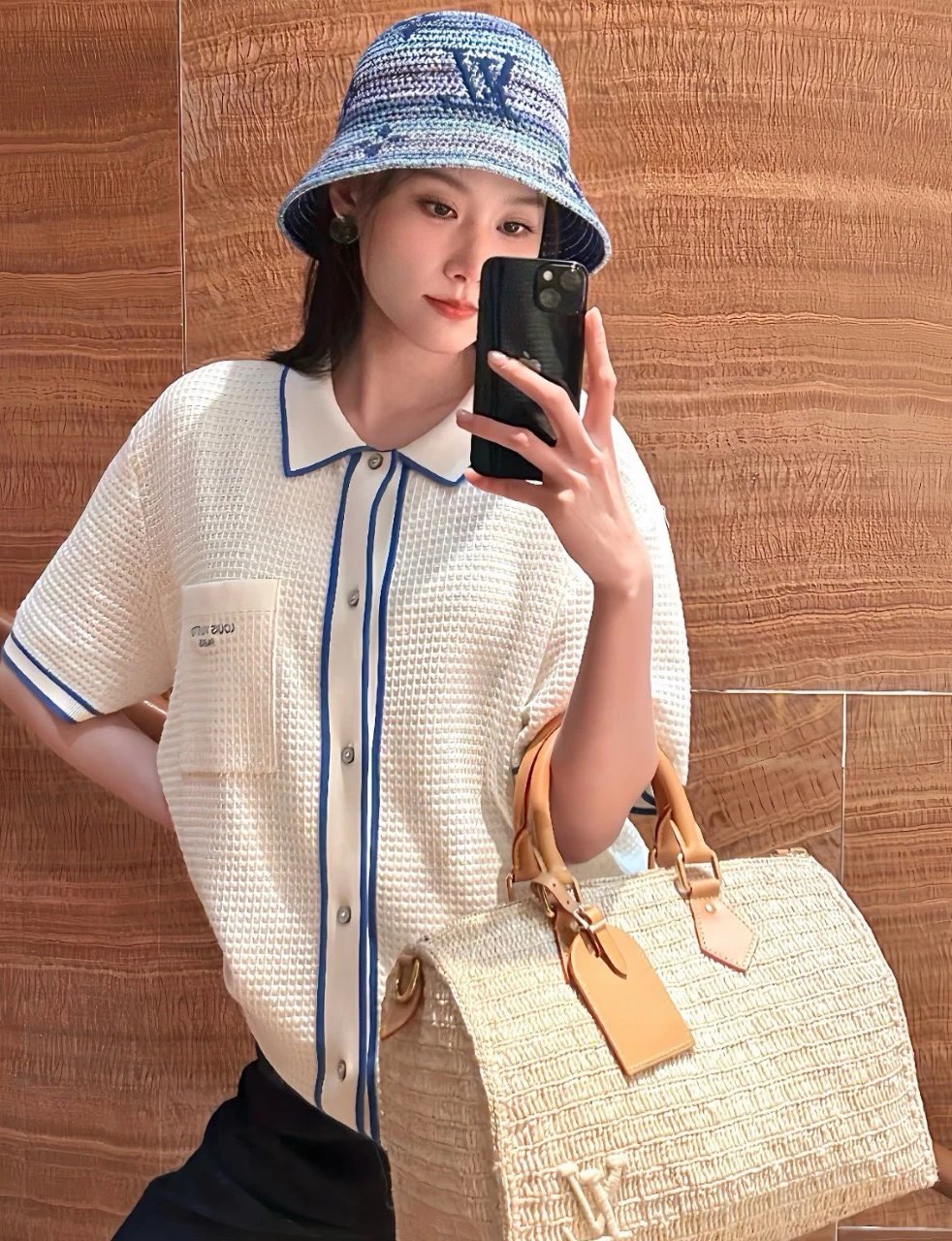 RD-C014 · Contrast-Trim Cotton Knit Cardigan showcase view 5