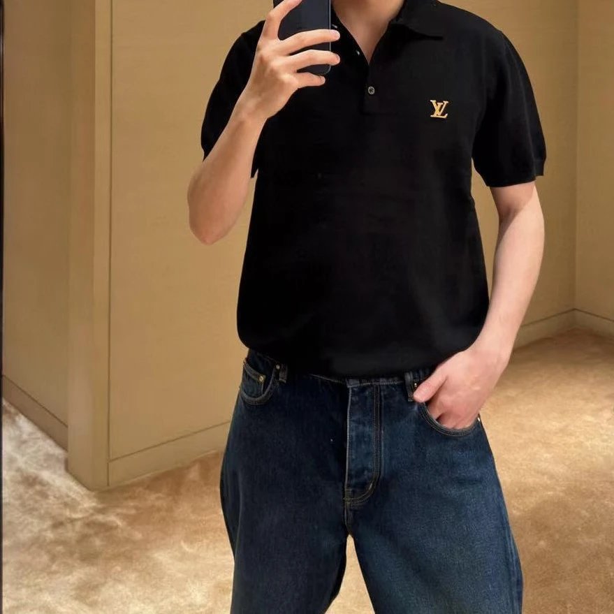RD-C046 · Leather-Emblem Cotton Knit Polo showcase view 2