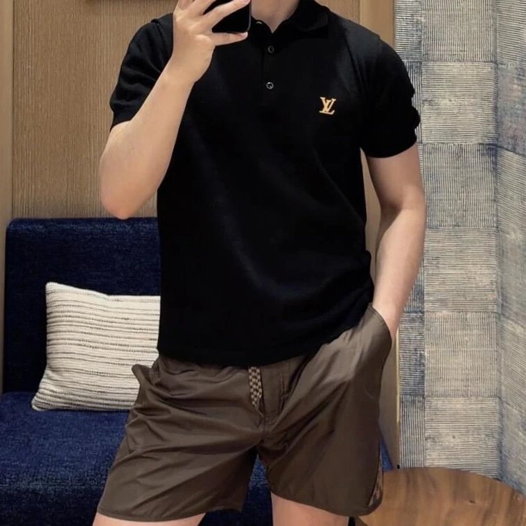 RD-C046 · Leather-Emblem Cotton Knit Polo showcase view 3