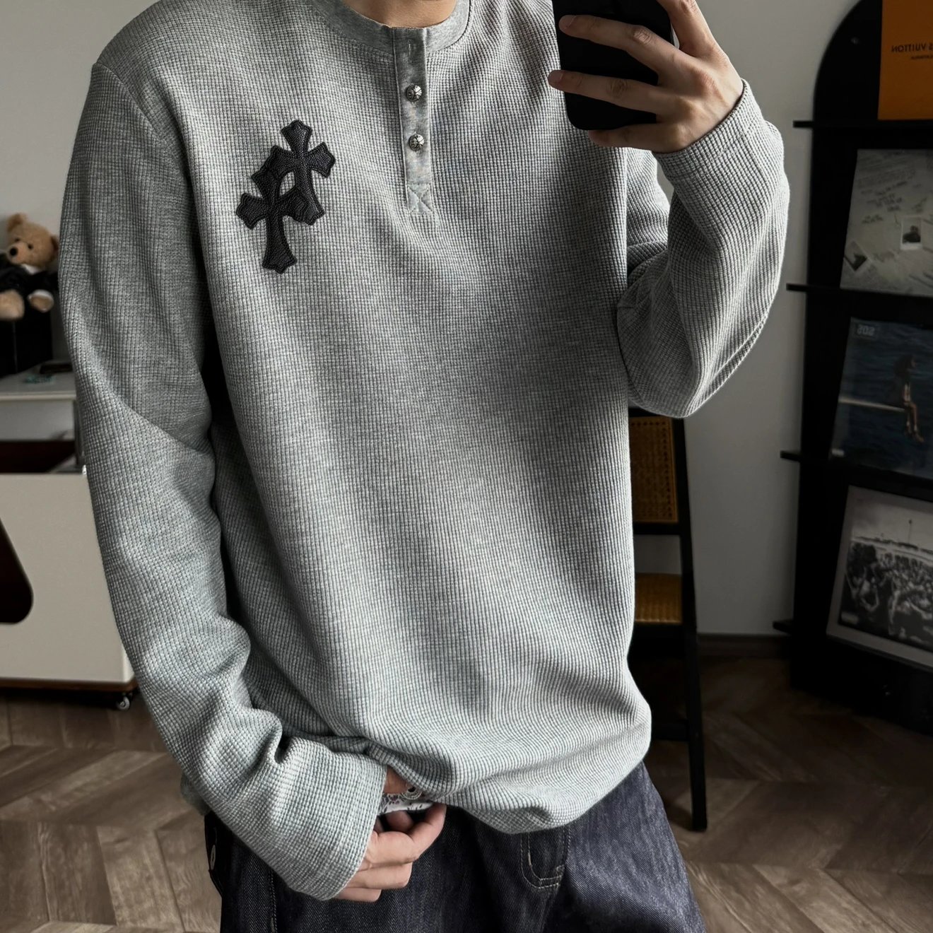 RD-C006 · Cross-Patch Waffle Henley showcase view 1