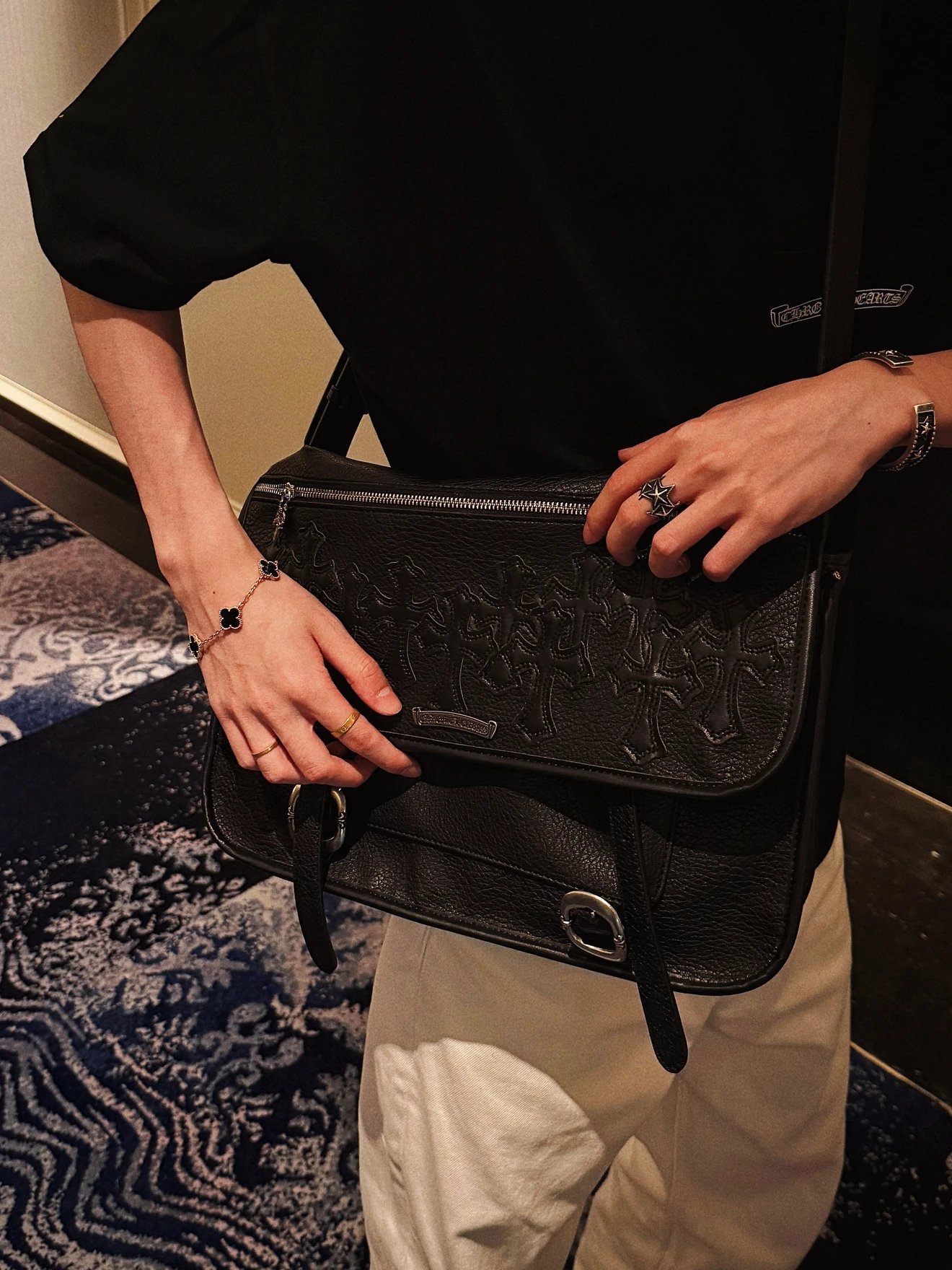 RD-B009 · Cross Patch Leather Messenger Bag showcase view 1