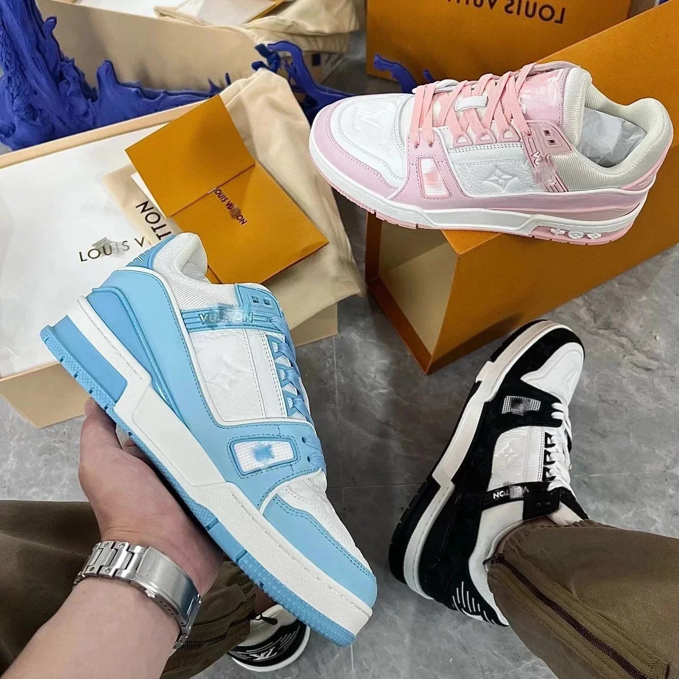 RD-S012 · Colour-Block and Denim Trainer showcase view 1
