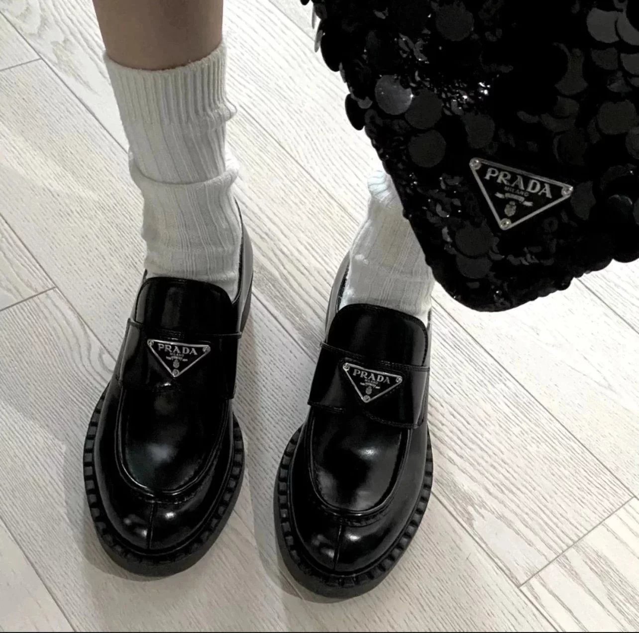 RD-S016 · Black Lug-Sole Leather Loafer showcase view 1