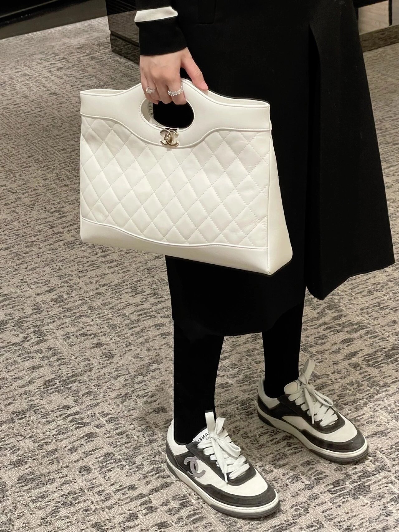 RD-S021 · Black and White Leather Court Trainer showcase view 15