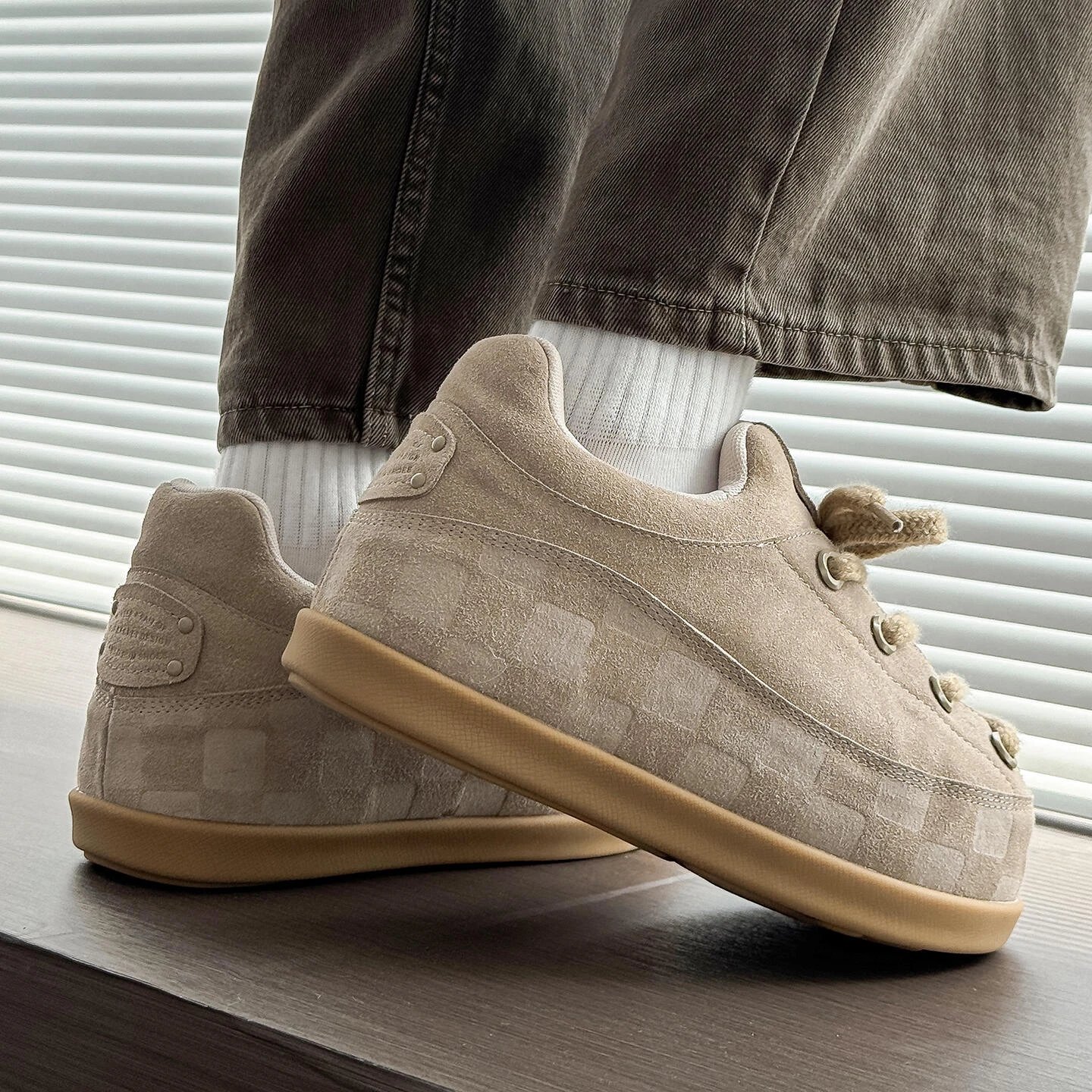 RD-S022 · Suede Check-Toe Gum-Sole Trainer showcase view 2