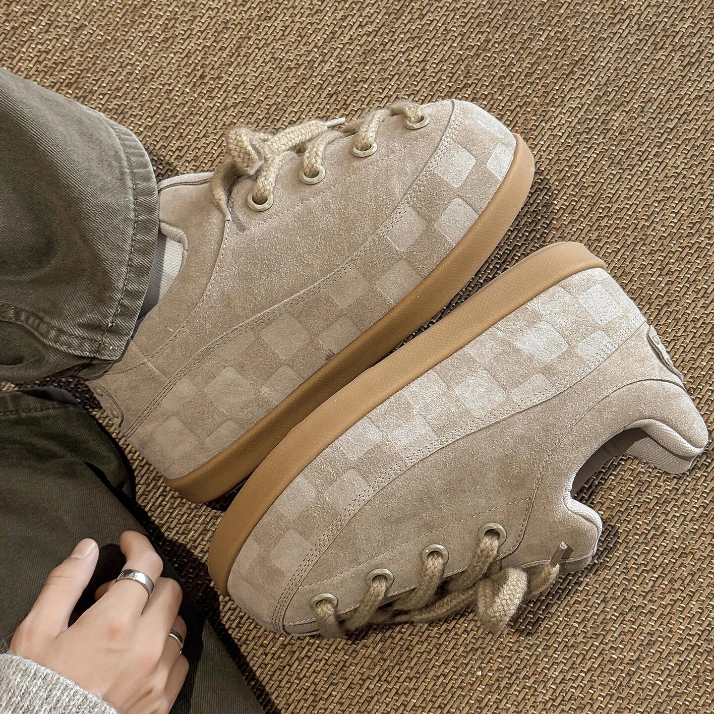 RD-S022 · Suede Check-Toe Gum-Sole Trainer showcase view 5
