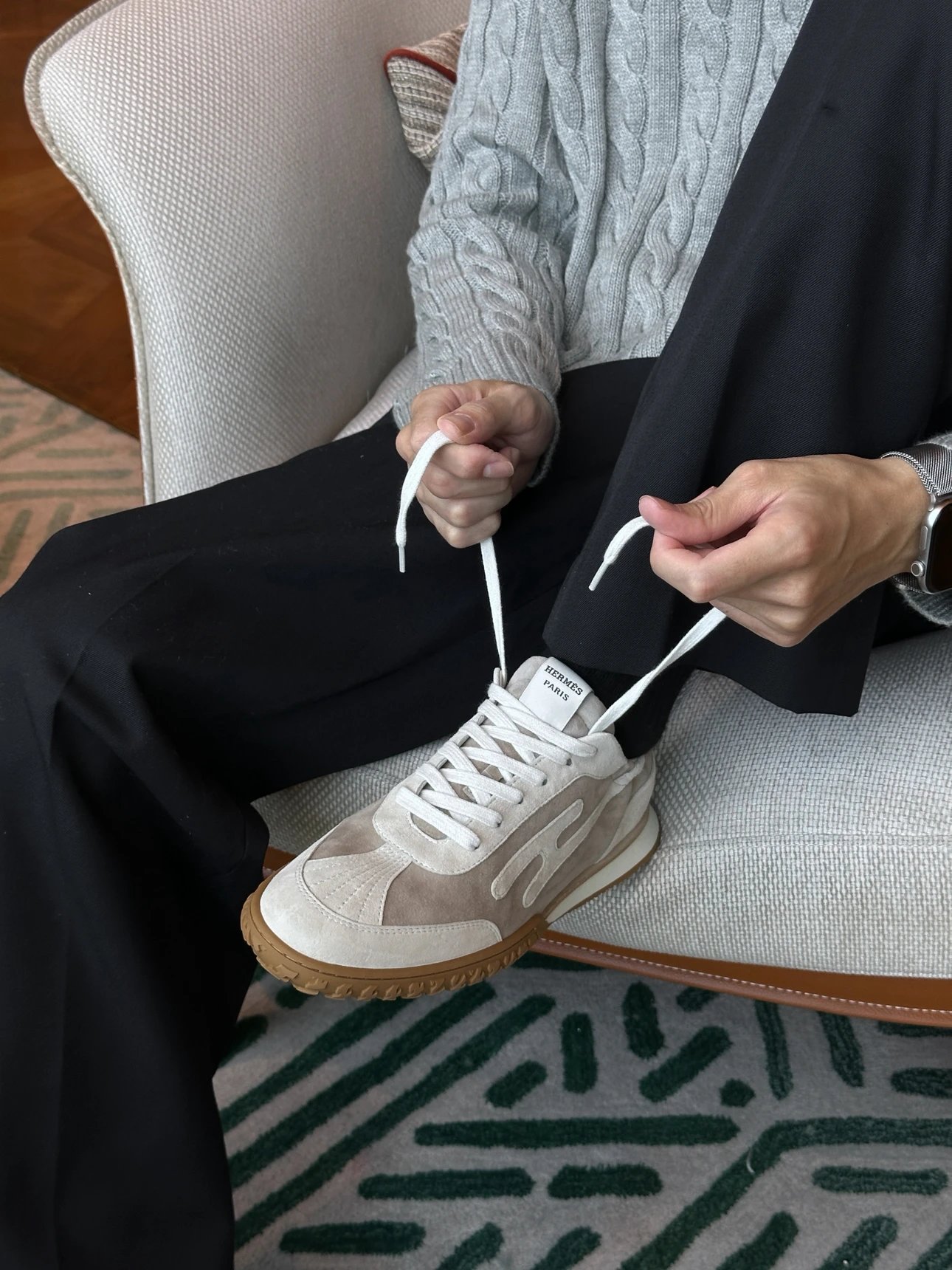RD-S026 · Suede-Panel Gum-Sole Trainer showcase view 2