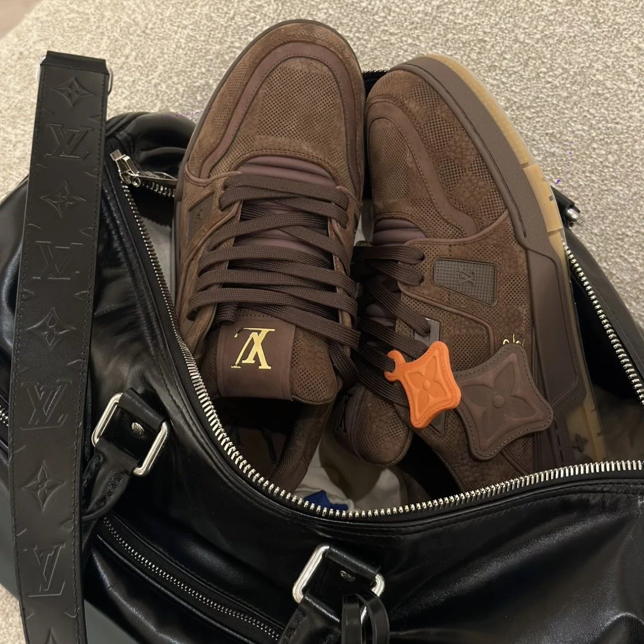RD-S027 · Dark Brown Textured Leather Trainer showcase view 2