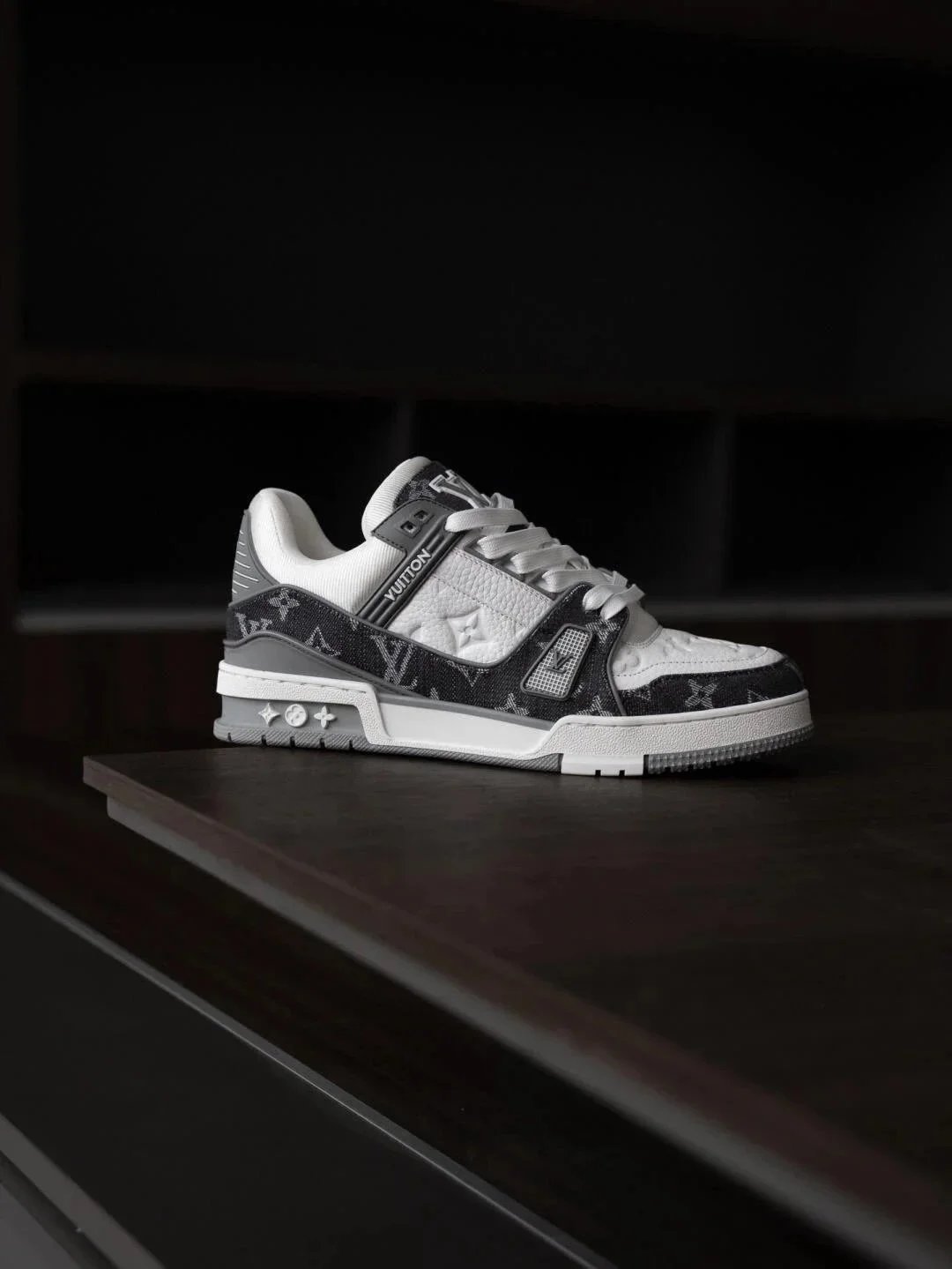 RD-S030 · Grey Monogram Denim Trainer showcase view 1