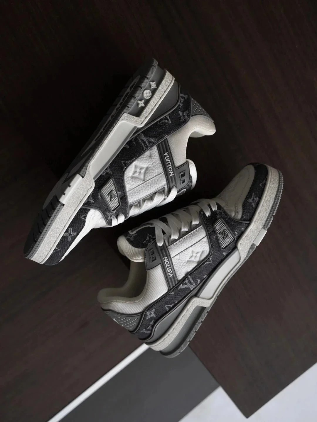 RD-S030 · Grey Monogram Denim Trainer showcase view 2
