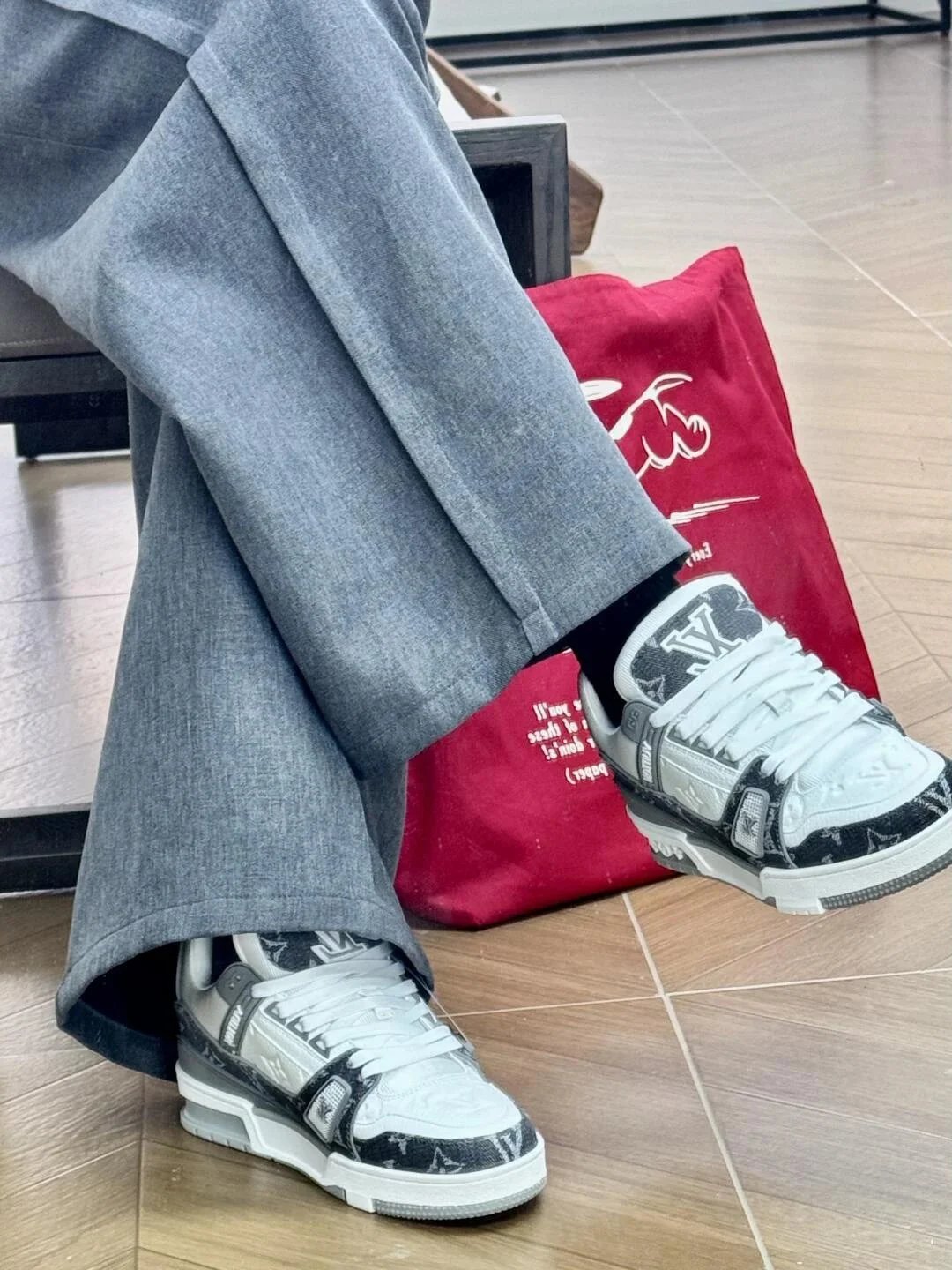 RD-S030 · Grey Monogram Denim Trainer showcase view 7