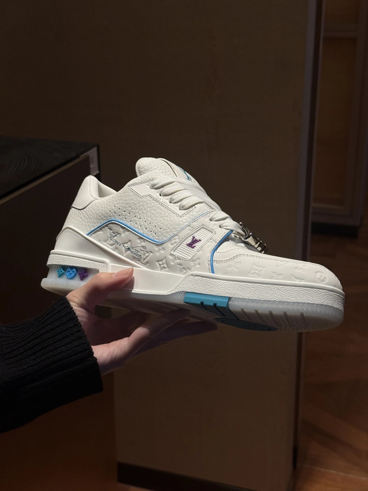 RD-S031 · White Trainer with Colourful Lace Charms showcase view 1
