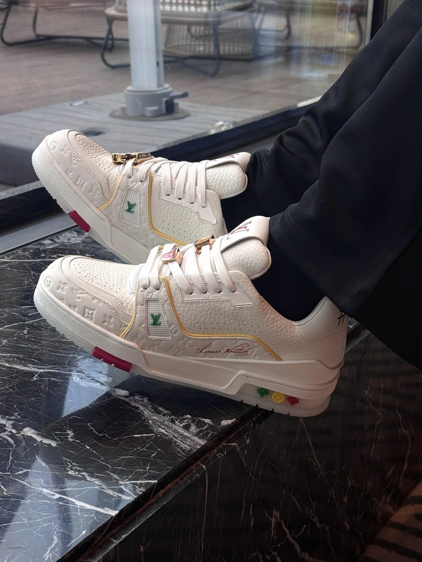 RD-S031 · White Trainer with Colourful Lace Charms showcase view 4