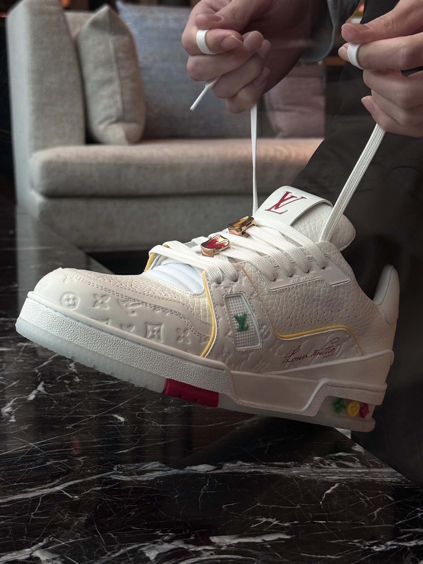 RD-S031 · White Trainer with Colourful Lace Charms showcase view 5