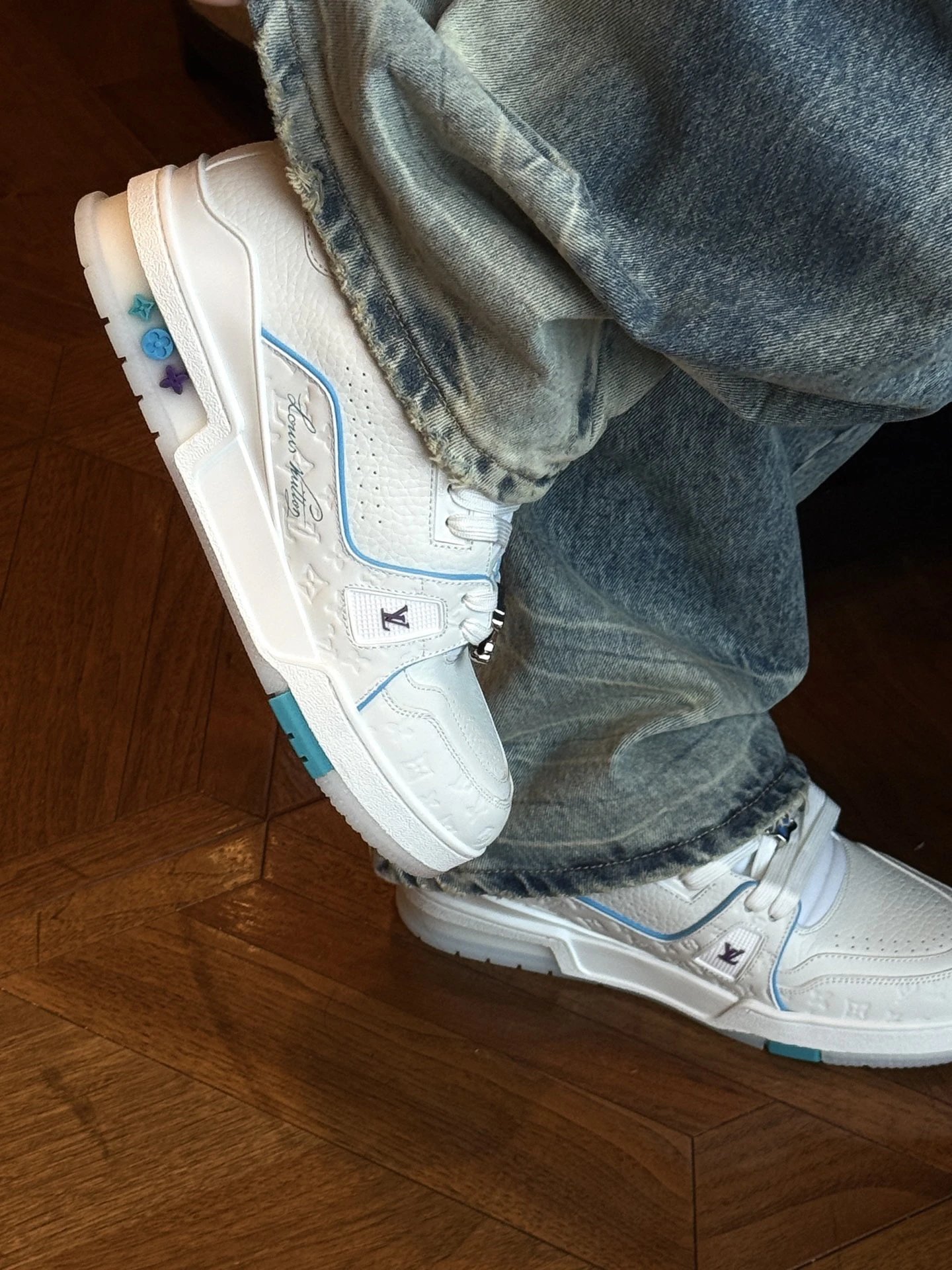RD-S031 · White Trainer with Colourful Lace Charms showcase view 2